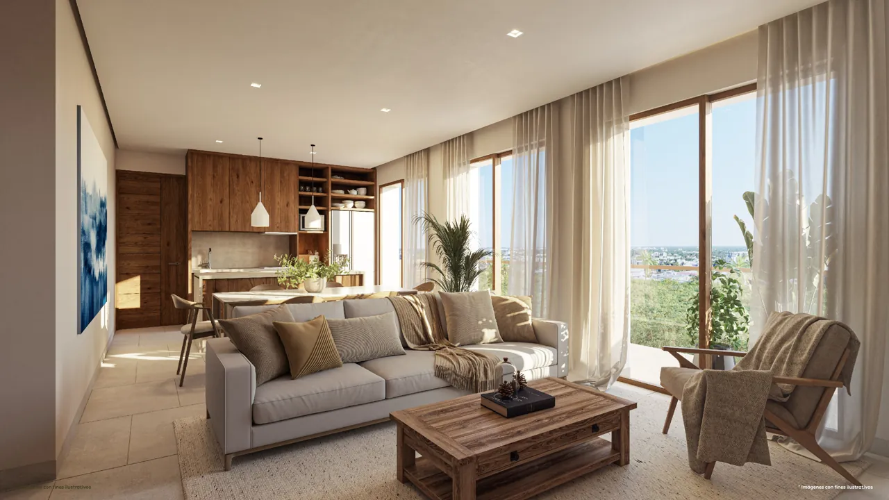 Interior de departamento en Greenwood, con vista al verde